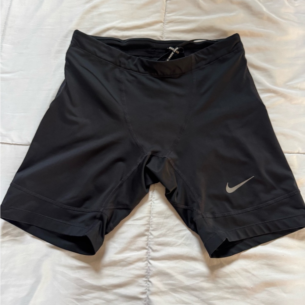 Nike Black Athletic Bike Shorts with Reflective Swoosh